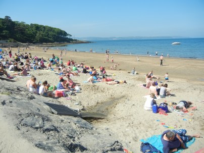The beach next to Helen's Bay, with lots of youngsters.